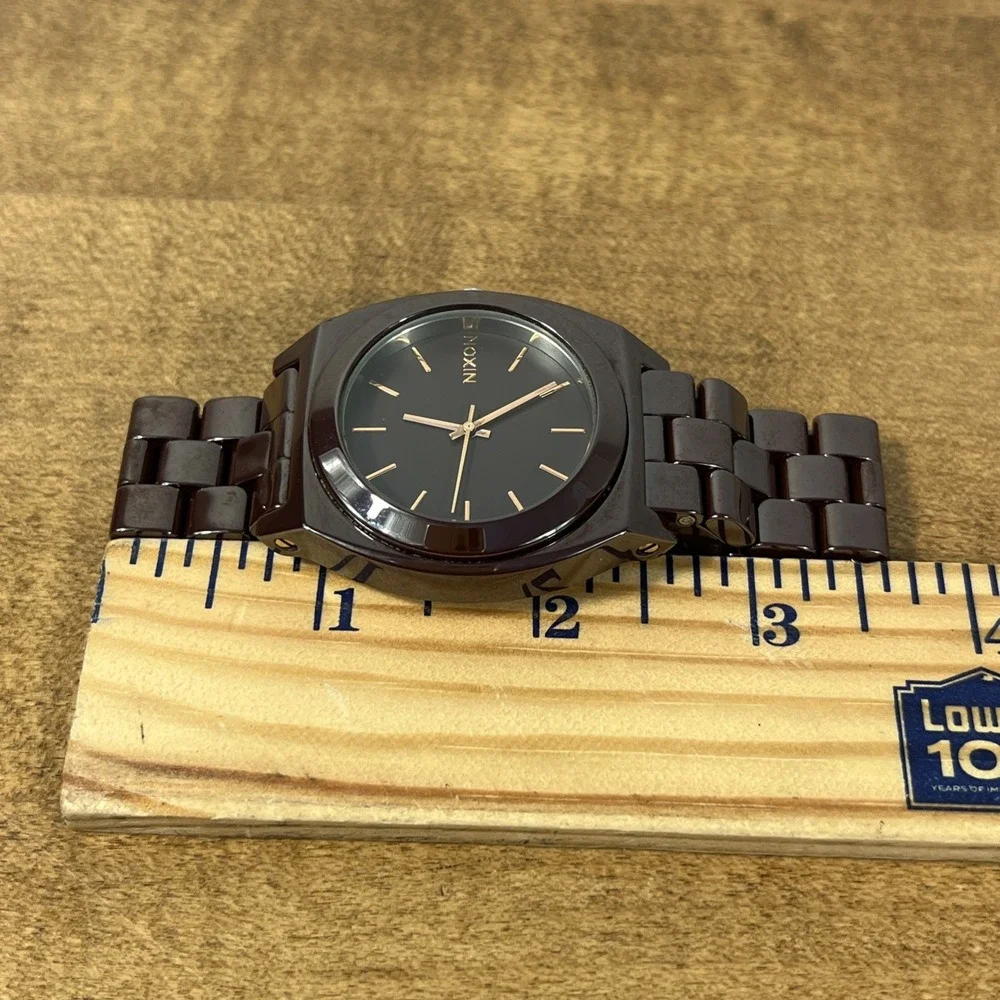 Nixon Men's The Time Teller Brown Ceramic‎ Quartz Watch - Untested Needs Battery